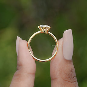 Back view of Old European Round Moissanite Solitaire Ring in secure setting