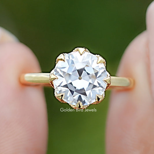 Front view of Old European Cut Round Moissanite Ring