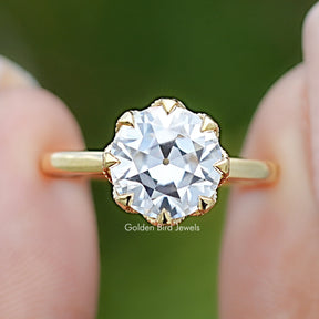 Front view of Old European Cut Round Moissanite Ring