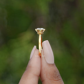 Side View of Old European Round Moissanite Solitaire Ring