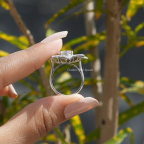 Back View of Moissanite Old European Round Cut ring In finger