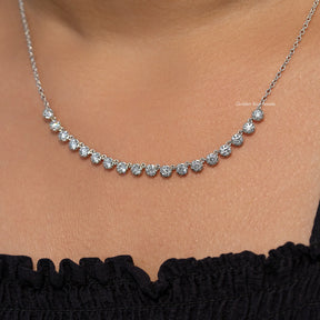 Old European Round Cut Moissanite Necklace
