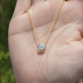 Top View of Round  Cut Diamond Solitaire Pendant
