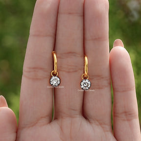 Old European Cut Round Moissanite Dangle Earrings