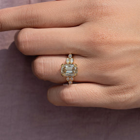 Old Mine Cushion Cut Moissanite Accent Engagement Ring