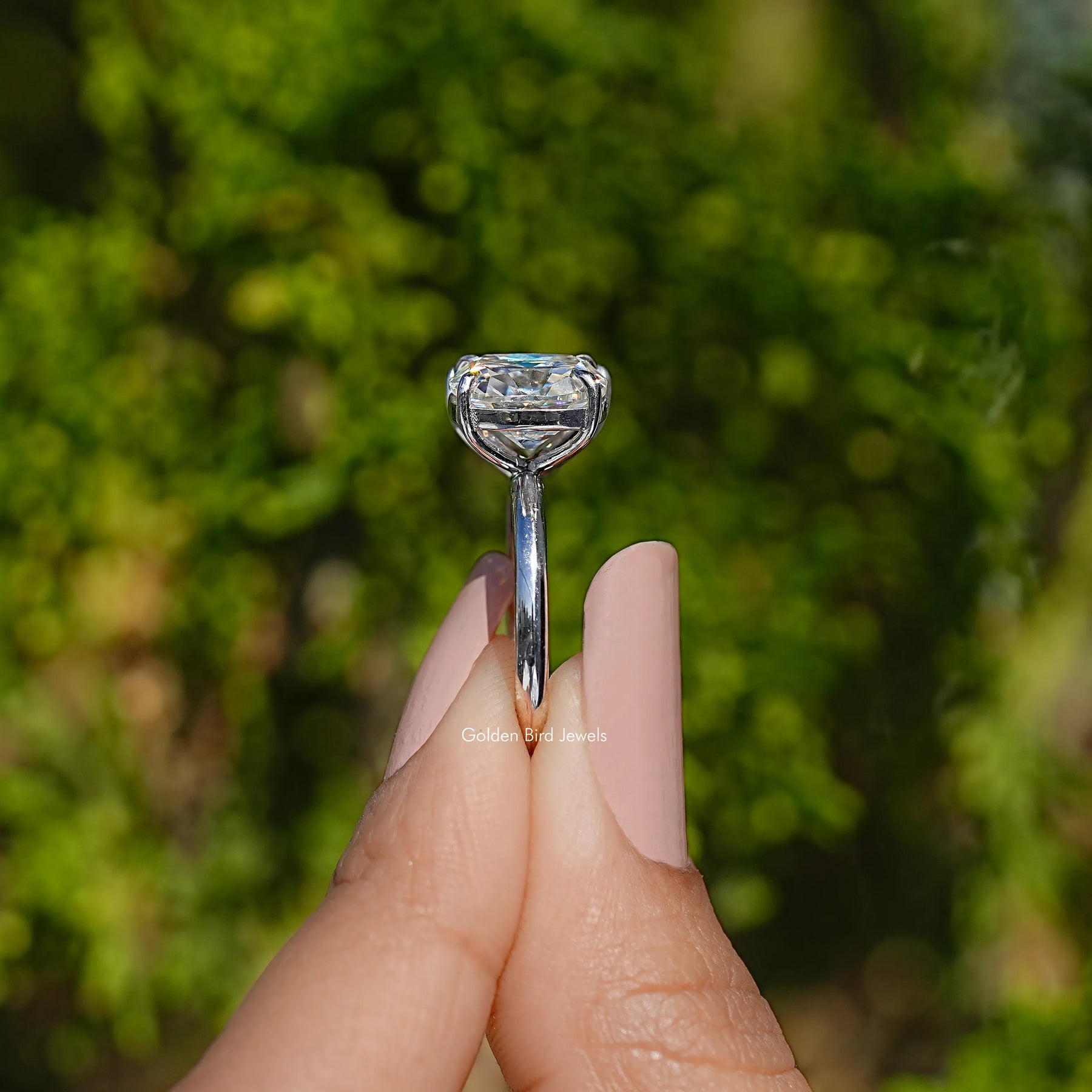 Heart and Old Mine Cushion Moissanite Toi Et Moi Ring