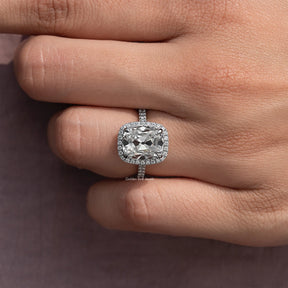 Old Mine Cushion Halo Moissanite Engagement Ring