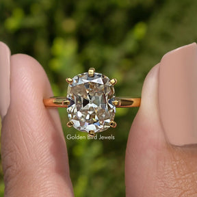 Old Mine Cushion Cut Moissanite Prong Set Solitaire Ring