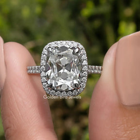 Old Mine Cushion Halo Moissanite Engagement Ring
