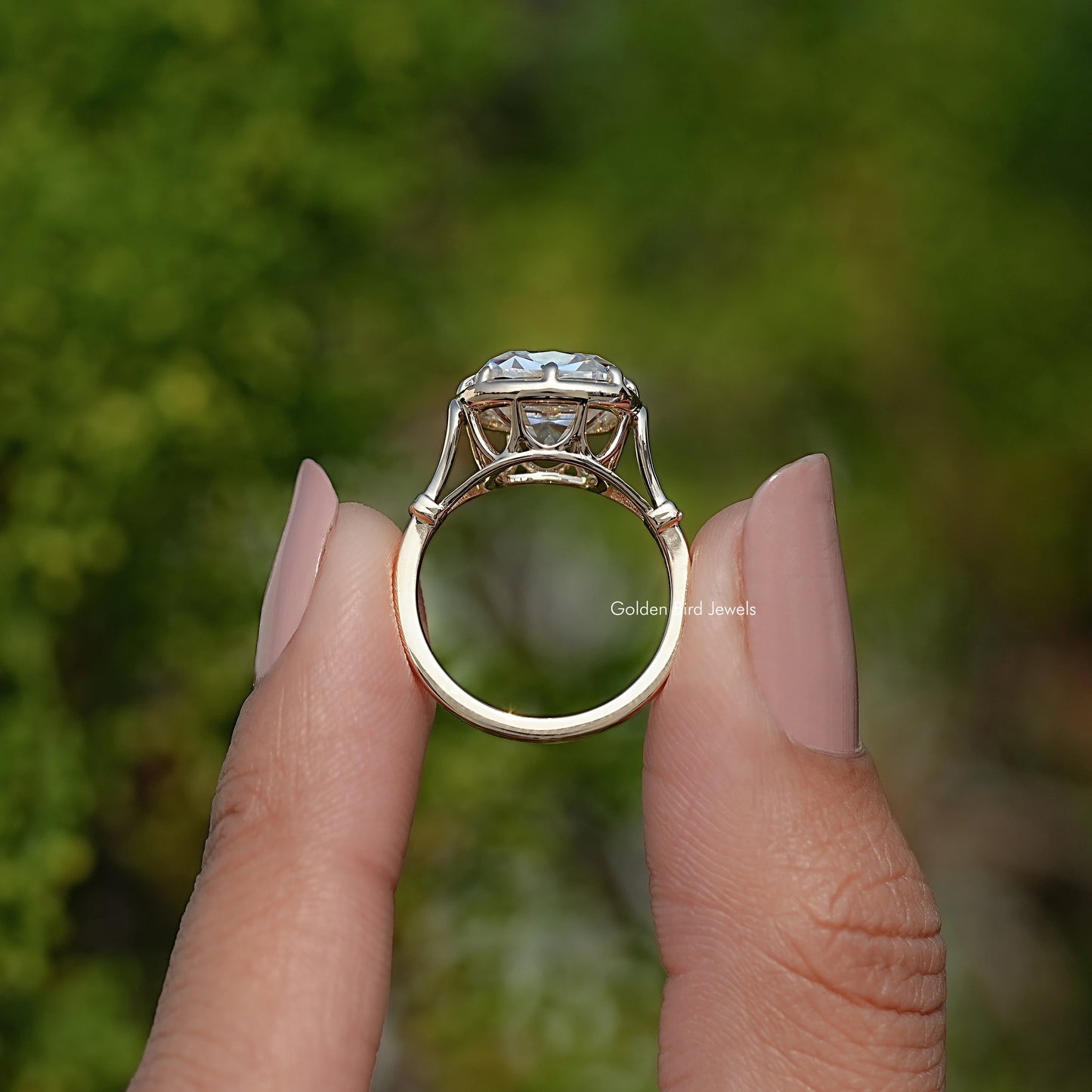 Moissanite Old Mine Cushion Solitaire Engagement Ring