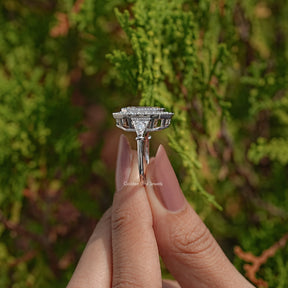 Side View Of Emerald Cut Moissanite Engagement Ring