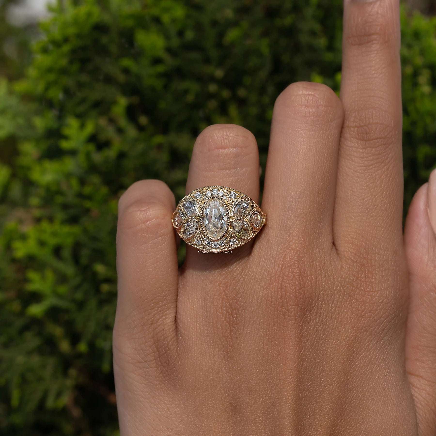 Moval Old Mine Cut Vintage Engagement Ring