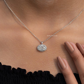 Side View Of Old Mine Oval Moissanite Pendant