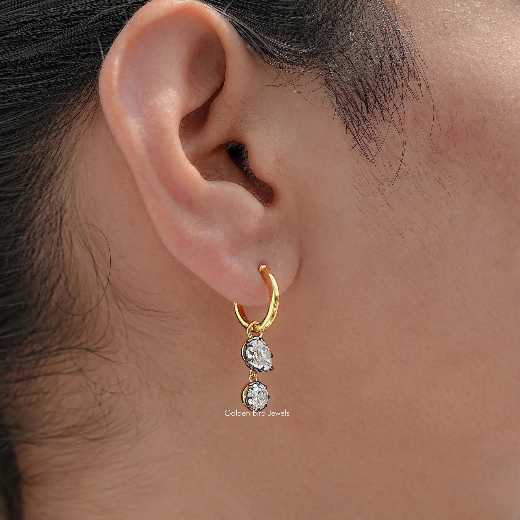 Round Moissanite Dangle Hoop Earrings for women