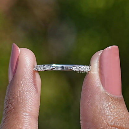 Open Cuff Round Moissanite Dainty Wedding Band