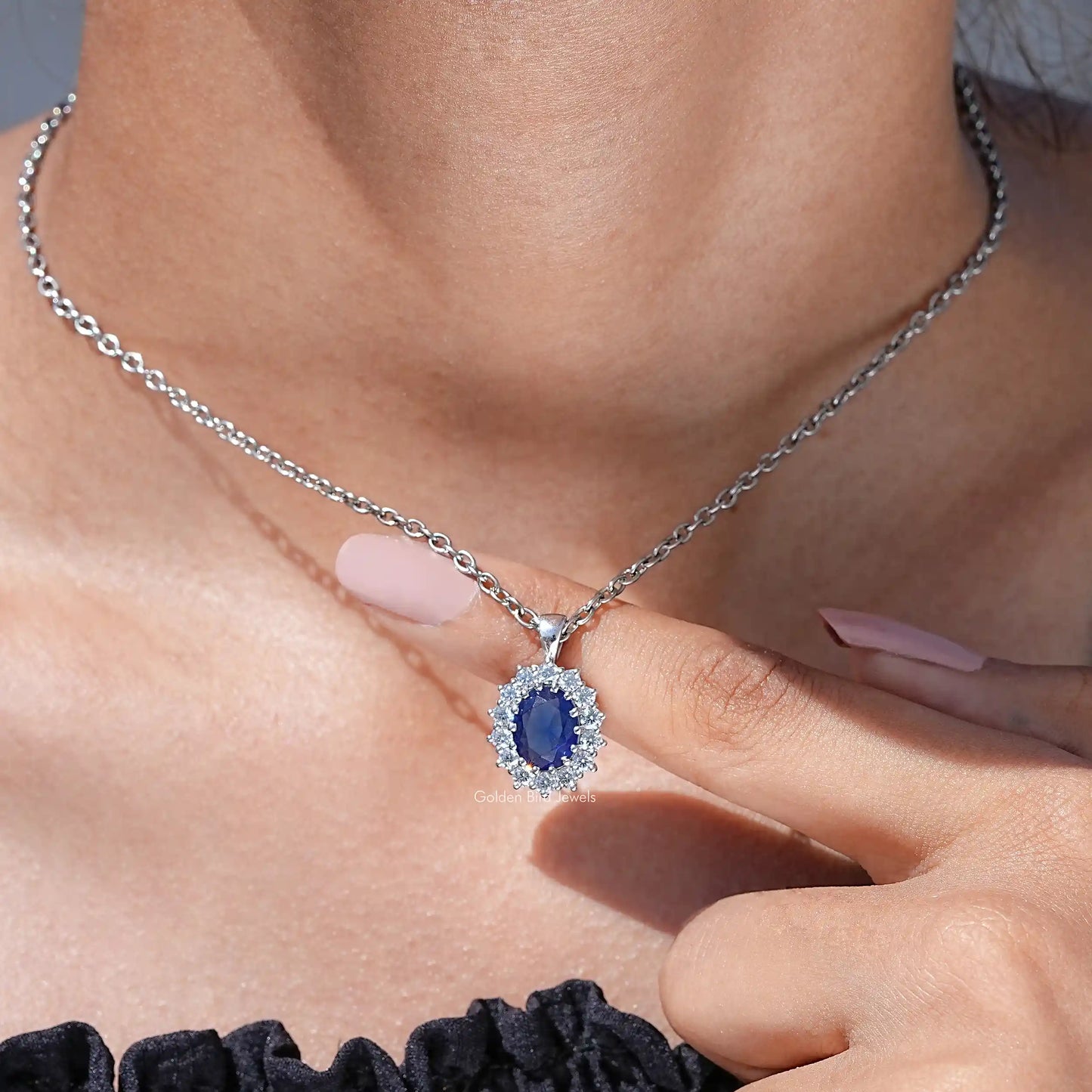 View of diamond pendant for women