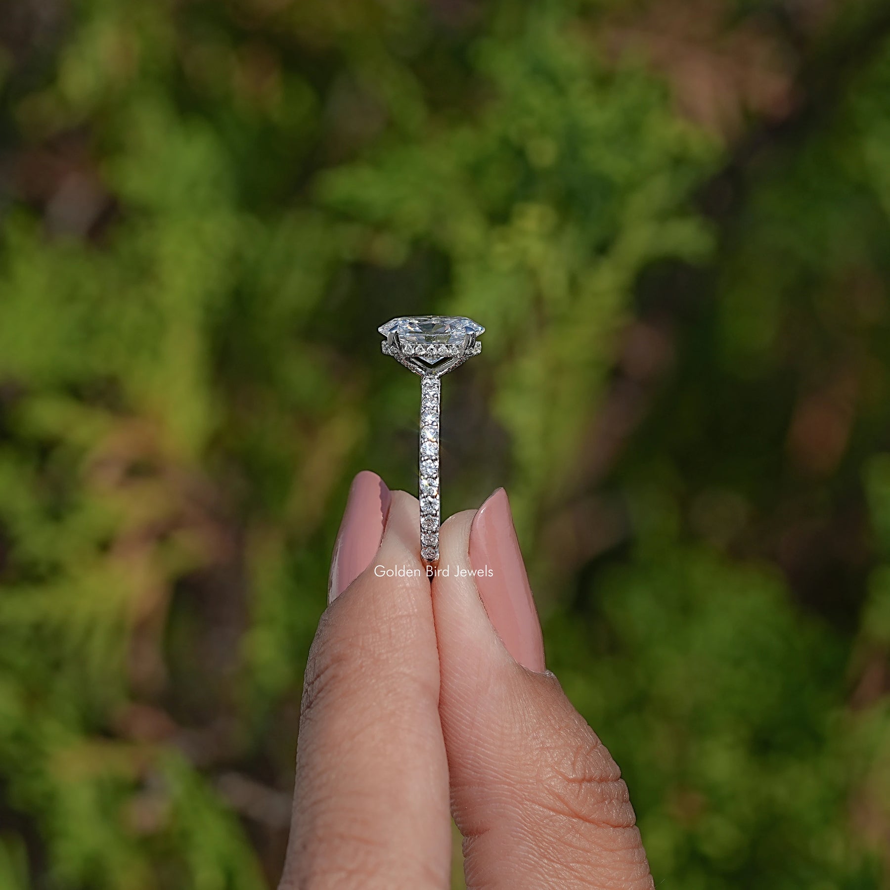 Side View Of Oval Cut Lab Diamond Ring
