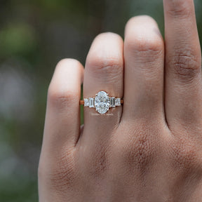 Front view of Oval Cut Diamond Five Stone Engagement Ring