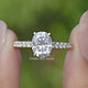 Front view of Oval Moissanite Bridge Accent Engagement Ring