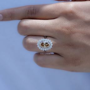 Close view of Oval Cut Moissanite Engagement Ring