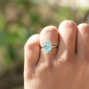 Close View Of Oval Cut Moissanite Engagement Ring
