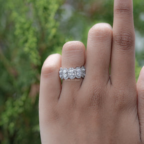 Front view of Oval Cut Lab Diamond Seven Stone Halo Band