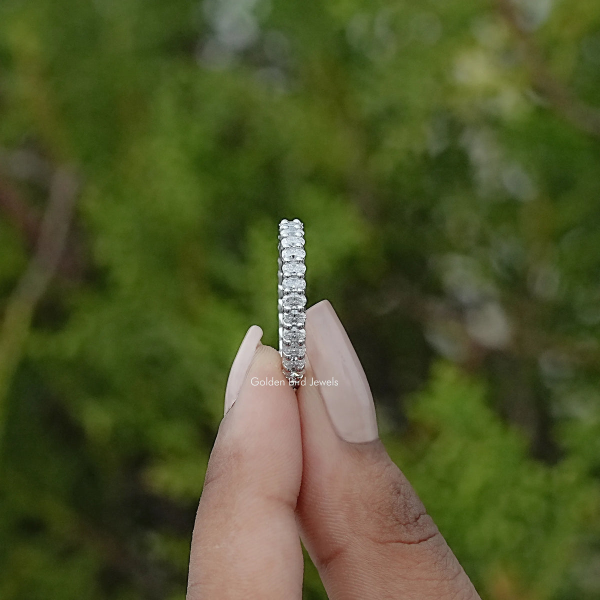 Side View Of Oval Cut Moissanite Engagement Ring
