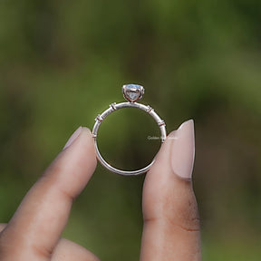 Back view of Oval Shaped Lab Diamond Distance Ring