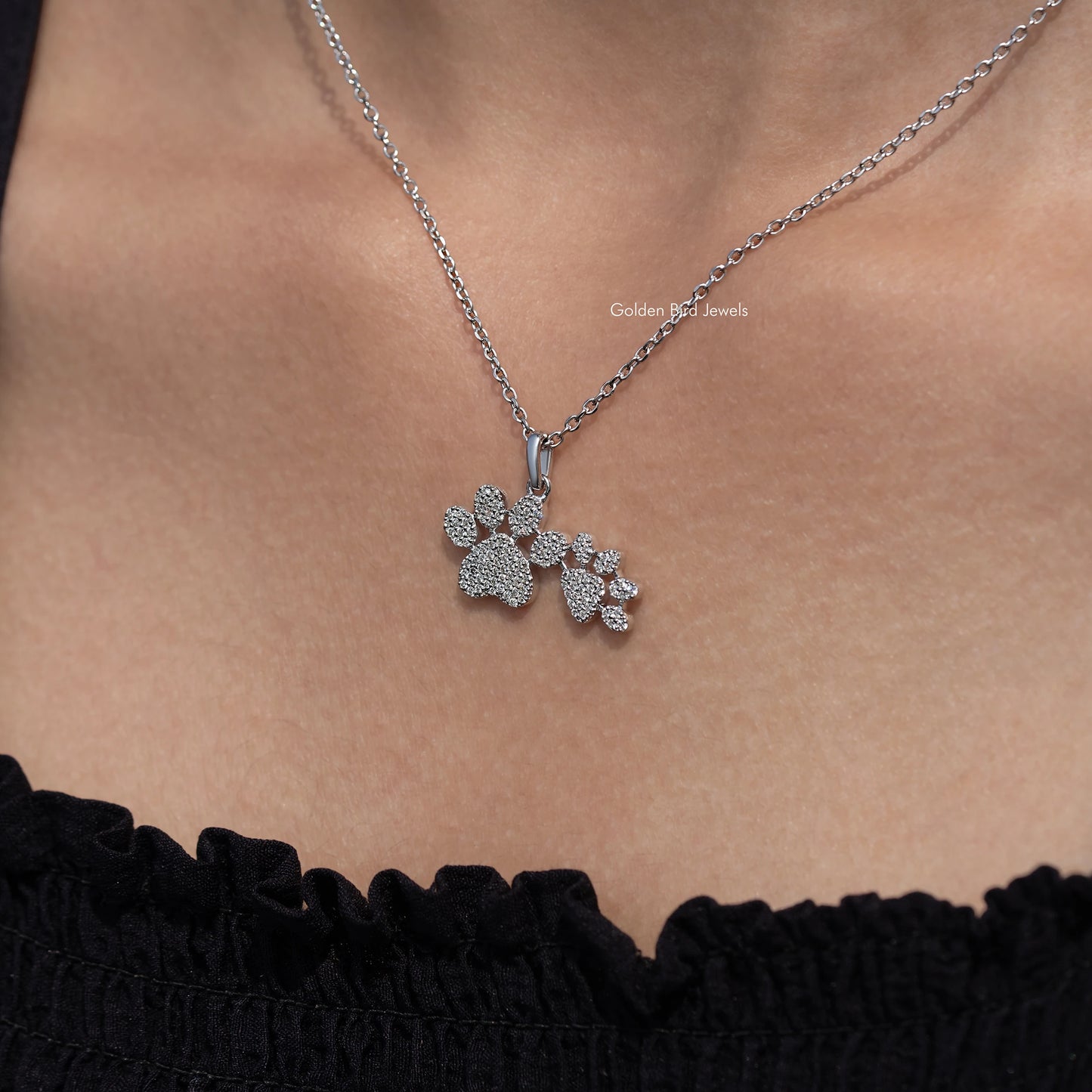 Paw Shaped Round Cut Lab Diamond Pendant