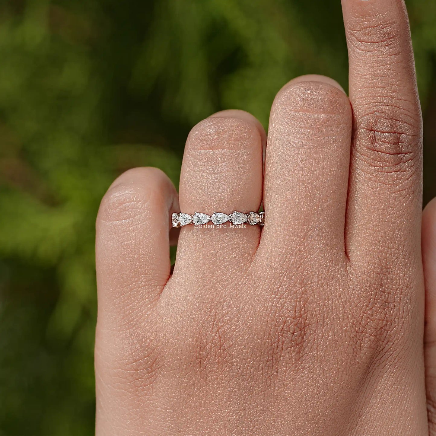 Pear Cut Lab Diamond Eternity Wedding Band