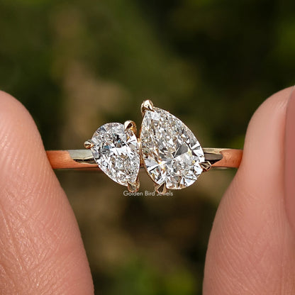 Pear Shaped Lab Diamond Two Stone Ring