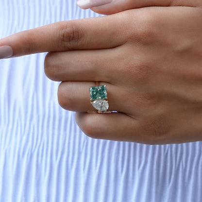 Pear And Radiant Cut Moissanite Toi Et Moi Ring