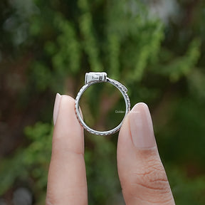 Back view of Pear And Round Cut Lab Diamond Open Cuff Band