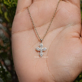Top View of Pear And Round Lab Diamond Pendant
