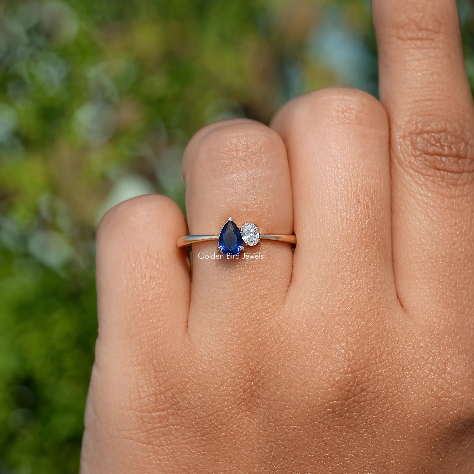 Top View Of Moissanite Toi Et Moi Ring
