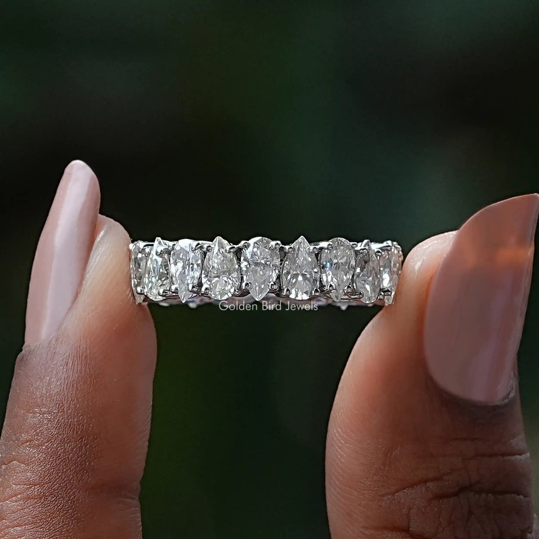Pear Cut Full Eternity Moissanite Band For Women
