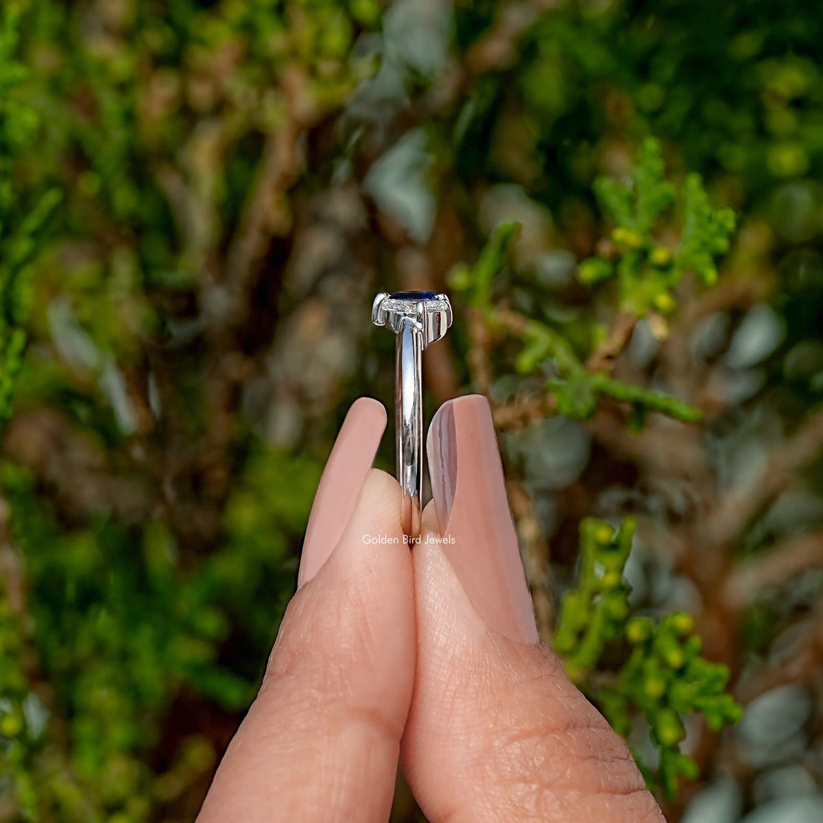 Side View Of Gemstone Toi Moi Engagement Ring
