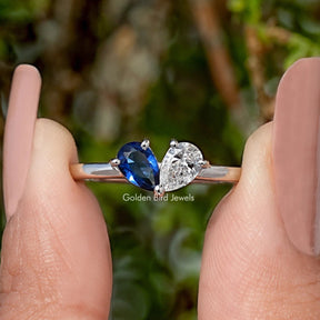 Front View of Pear Cut Gemstone Toi Moi Engagement Ring
