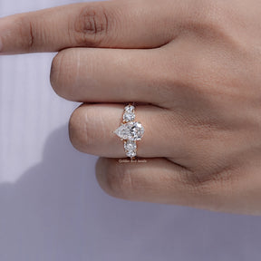 Detailed view of Pear Cut Lab Diamond Five Stone Ring