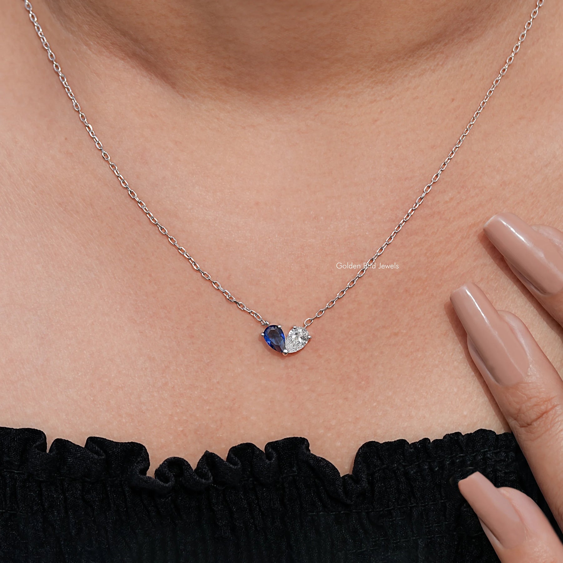 neck View of Pear Gemstone Toi Moi Engagement Pendant

