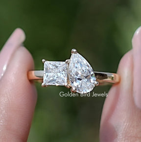 Front View of Pear and Princess Cut Lab Diamond Full Eternity Band
