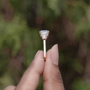 Side View of Princess And Baguette Diamond Five Stone Ring