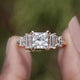 Princess And Baguette Lab Diamond Five Stone Ring In Two Fingers