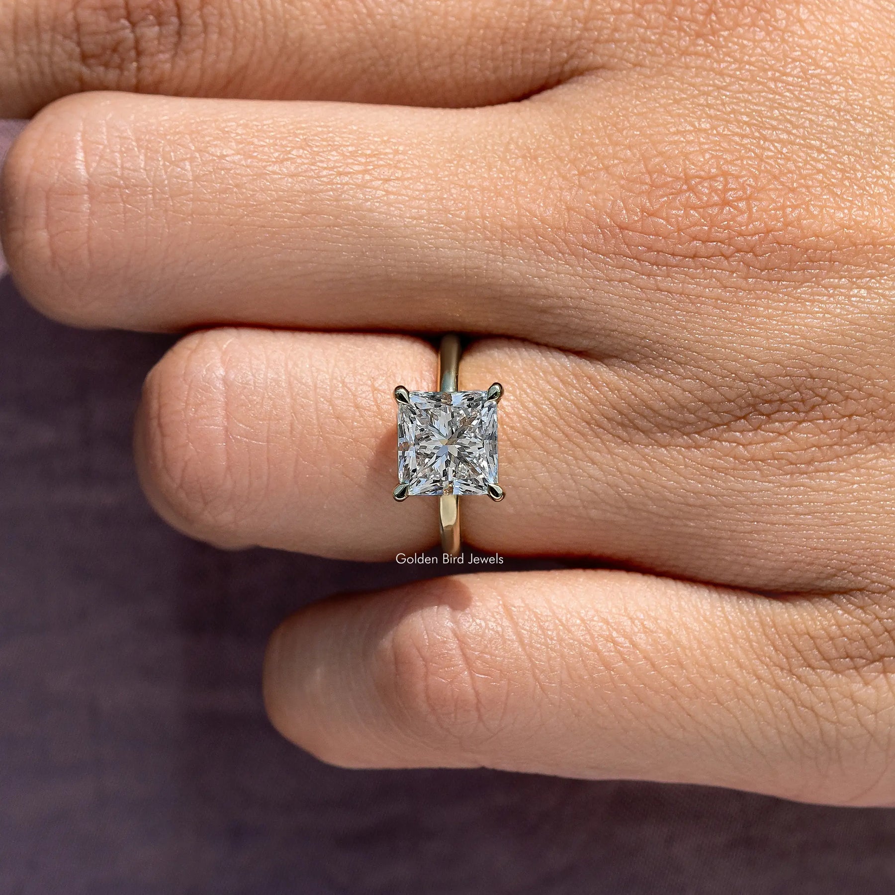 Lab Grown Princess Cut Diamond Solitaire Ring