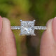 Front View of Princess Cut Lab Diamond Engagement Ring
