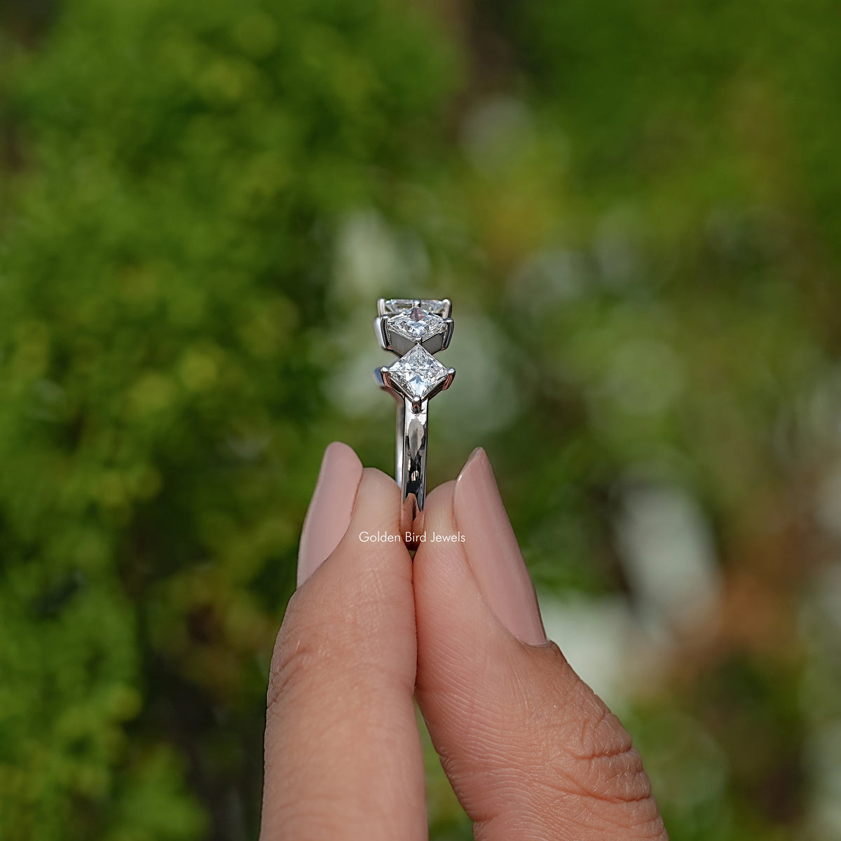 Side View Of Lab Diamond Five Stone Ring
