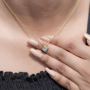 detail view of Princess Cut Lab Diamond Pendant