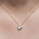 Front View of Princess Cut Lab Diamond Bezel Set Solitaire Pendant
