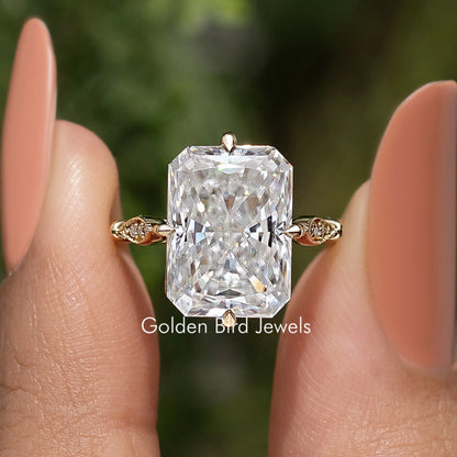 Radiant Cut Moissanite Accent Stone Engagement Ring