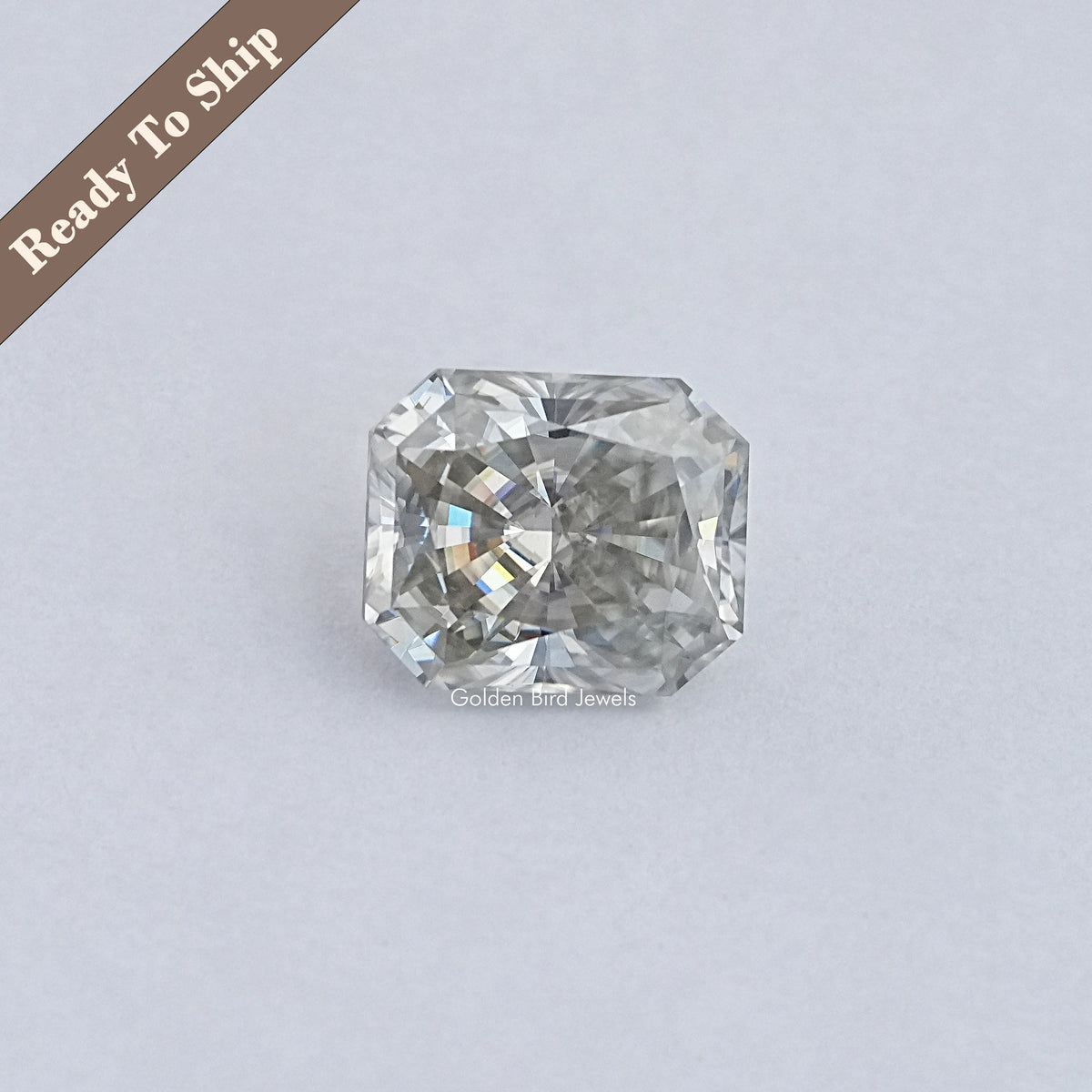Radiant-cut moissanite gemstone, faceted loose stone